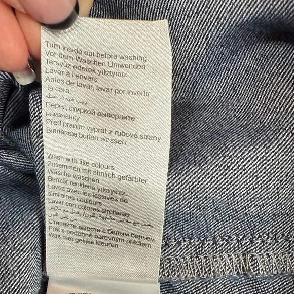 Mavi Denim Dress Dark Wash V-Back Cotton Blend Short Sleeve Women’s Size Large - Picture 7 of 7